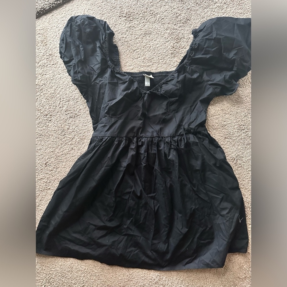 A New Day puff sleeve flared Black Dress